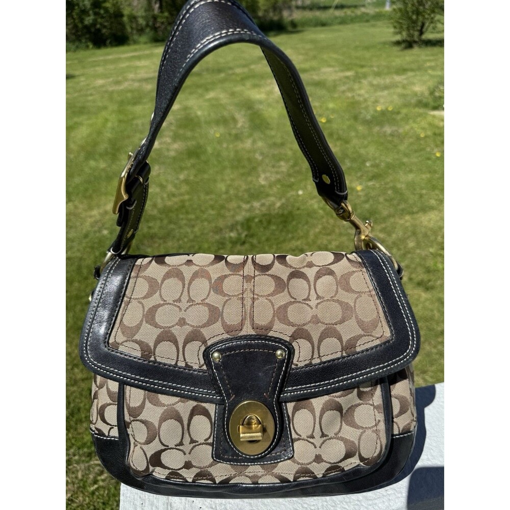 Coach Authentic Bag Canvas K0668 Signature Ali Legacy Turnlock Y2K Legacy Purse